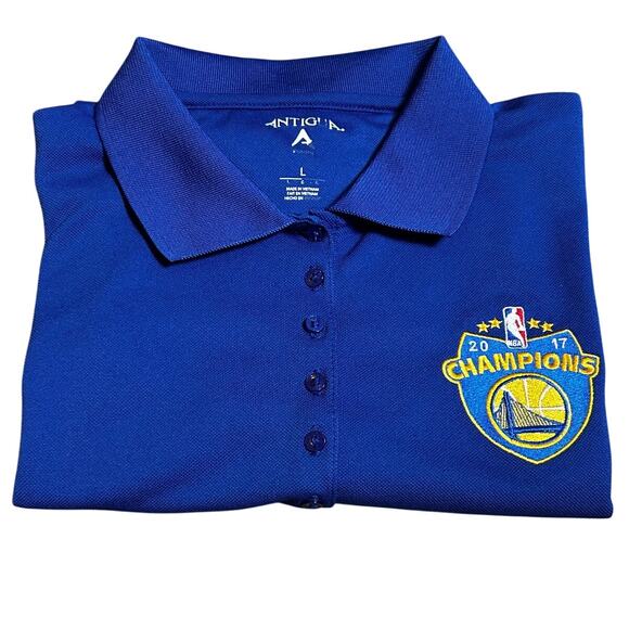 Antigua NBA Golden State Warriors Royal Blue Women's 2017 Champions Polo Shirt - Picture 1 of 7